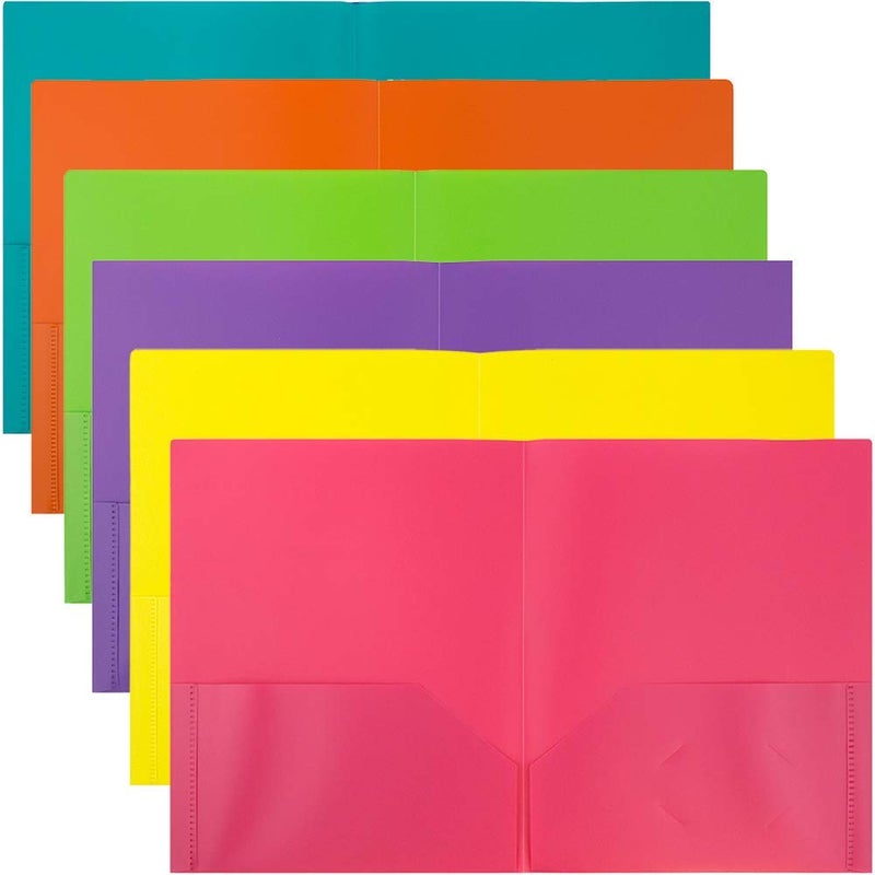 JAM Paper مجلدات جام بيبر البلاستيكية ذات جيبين - مجلدات مدرسية متينة - ألوان عصرية متنوعة - 6/عبوة - Image 4